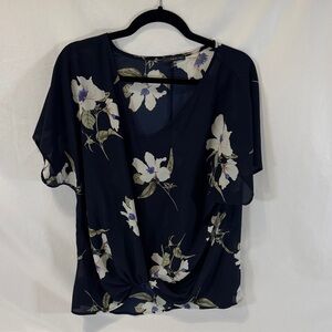 West Kei Navy Floral Blouse